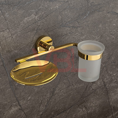 Brass Soap Dish + Tumbler Holder