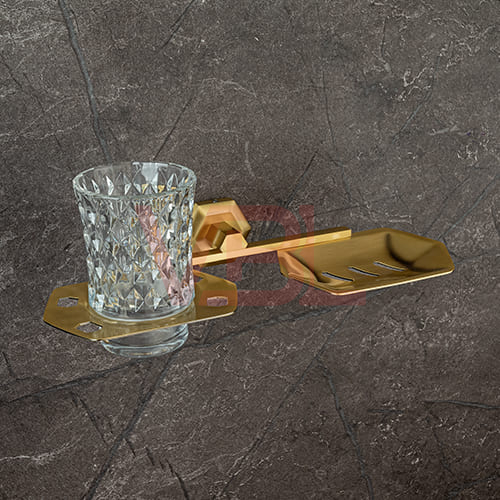 Brass Soap Dish + Tumbler Holder