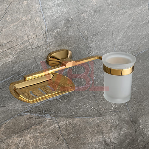 Brass Soap Dish + Tumbler Holder