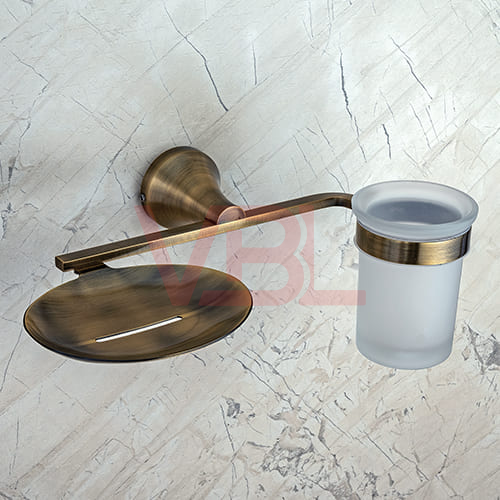 Brass Soap Dish + Tumbler Holder 