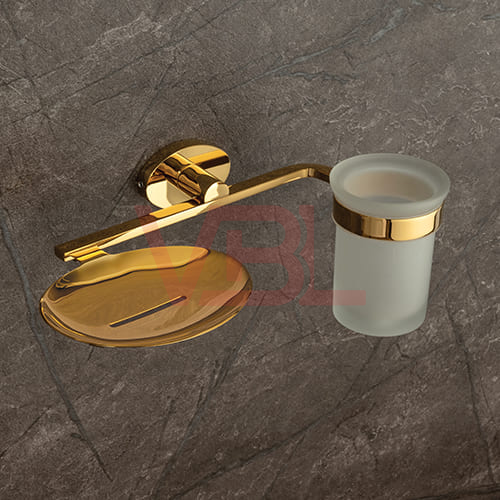 Brass Soap Dish + Tumbler Holder